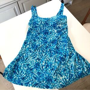 Swimsuits for All Blue Swim dress Women’s 10 Nylon Spandex Square Neck One Piece